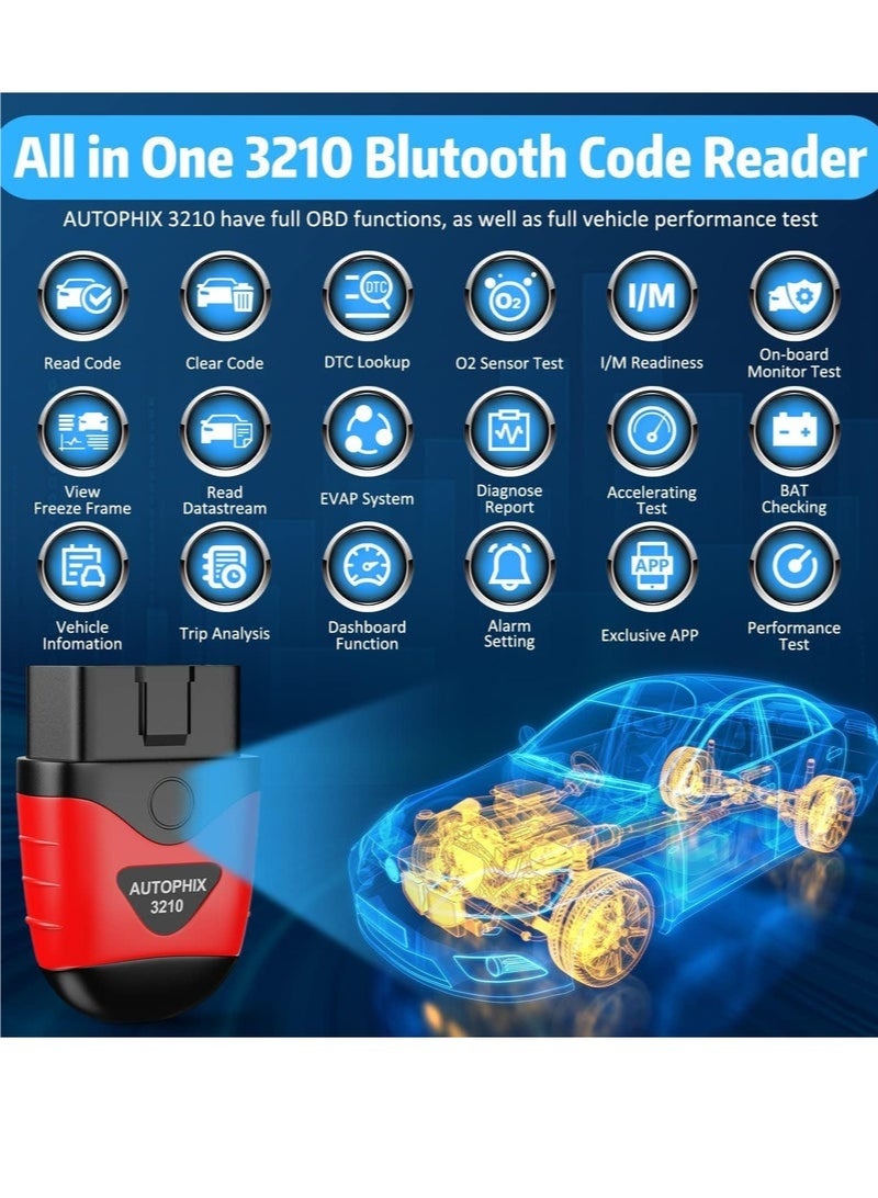 AutoPhix Bluetooth OBD2 Scanner Enhanced Universal Car Code Readers & Scan Tools Diagnostic Scanner with Performance Test Battery Test Check Engine Light Exclusive APP for iPhone, iPad & Android - Image 2
